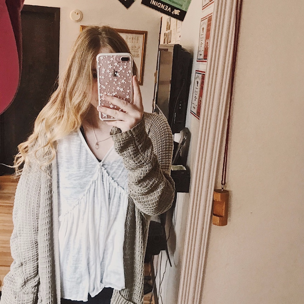 Gossamer White Ruffled Tank